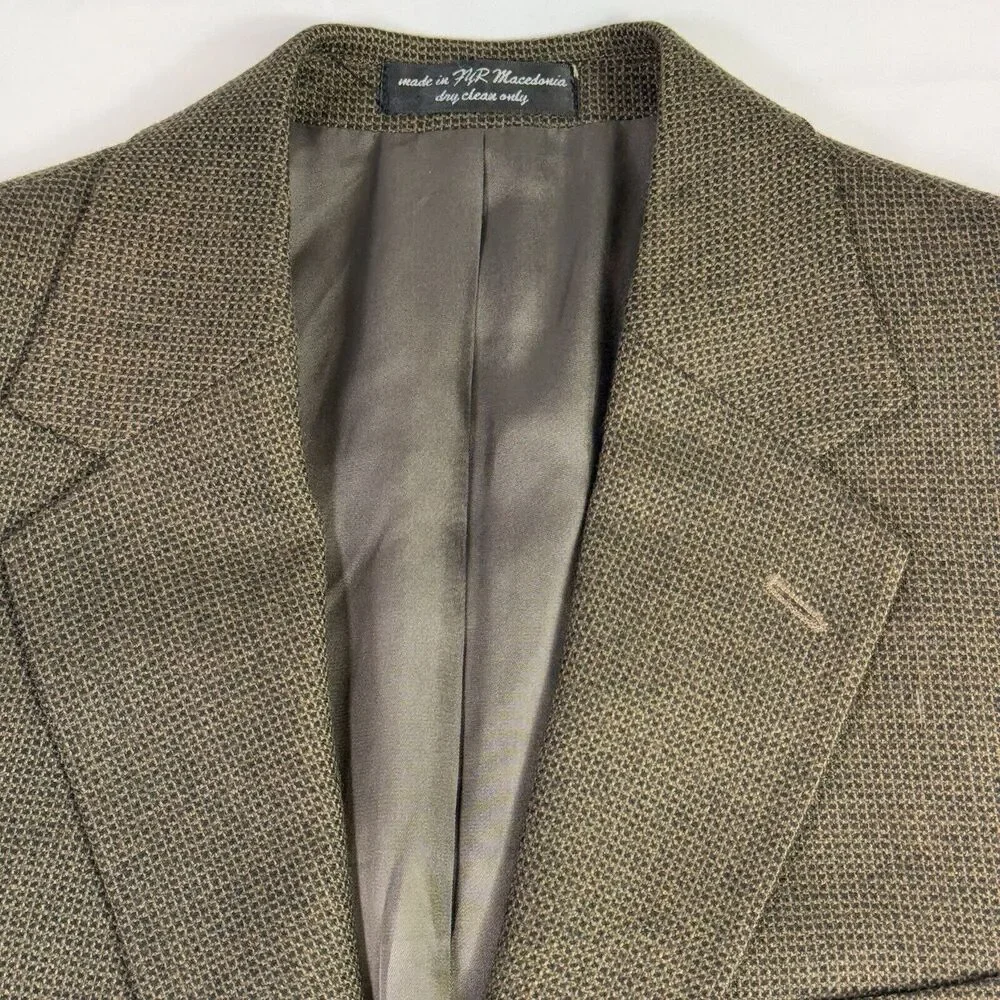 Gian Franco Ruffini Tweed Lambswool Mens 46R Jacket Herringbone Plaid Sportcoat